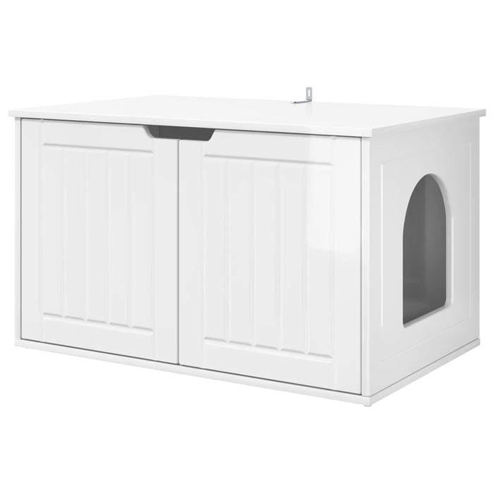Casa pentru pisici Alb Lucios 85 x 55 x 50,5 cm Lemn compozit - WALTI WALTI