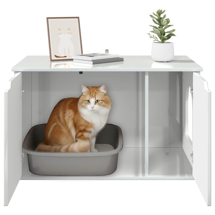 Casa pentru pisici Alb Lucios 85 x 55 x 50,5 cm Lemn compozit - WALTI WALTI