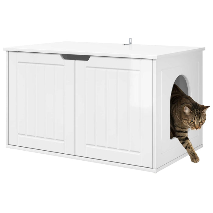 Casa pentru pisici Alb Lucios 85 x 55 x 50,5 cm Lemn compozit - WALTI WALTI