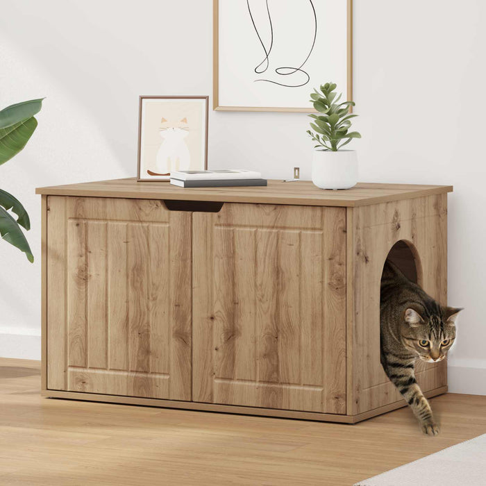 Casa pentru pisici Stejar artizanal 85 x 55 x 50,5 cm WALTI