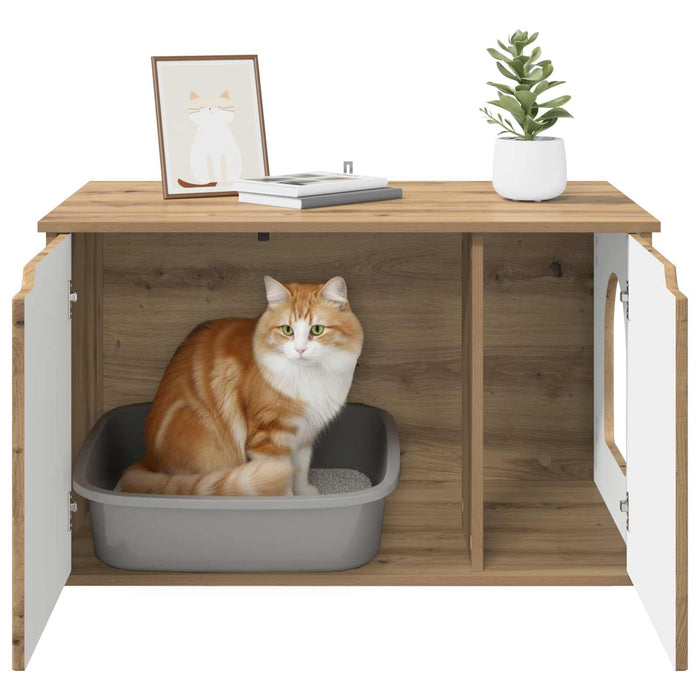 Casa pentru pisici Stejar artizanal 85 x 55 x 50,5 cm WALTI