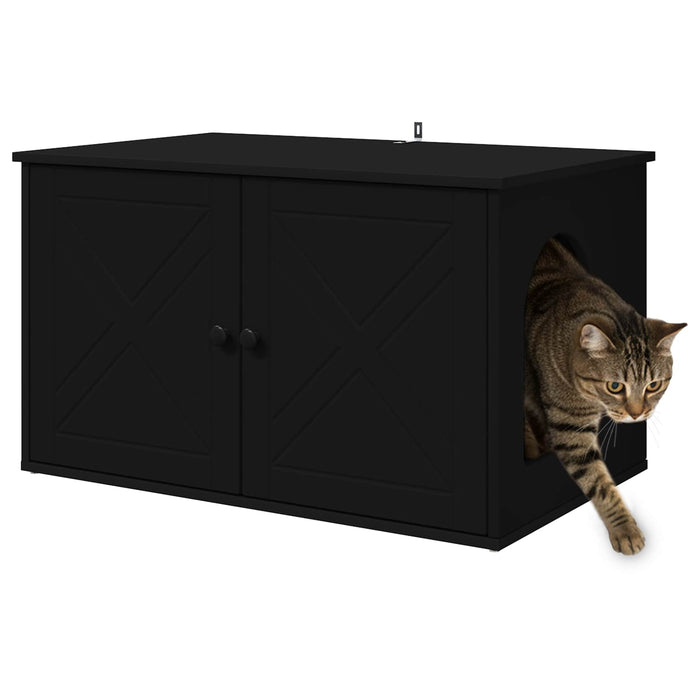 Casa pentru pisici Negru 85 x 55 x 50,5 cm Lemn compozit - WALTI WALTI