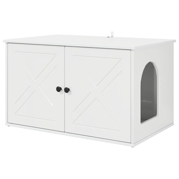 Casa pentru pisici Alb Lucios 85 x 55 x 50 cm Lemn compozit - WALTI WALTI