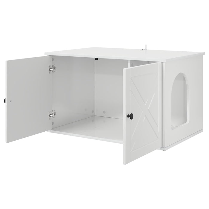 Casa pentru pisici Alb Lucios 85 x 55 x 50 cm Lemn compozit - WALTI WALTI