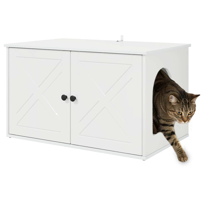 Casa pentru pisici Alb Lucios 85 x 55 x 50 cm Lemn compozit - WALTI WALTI