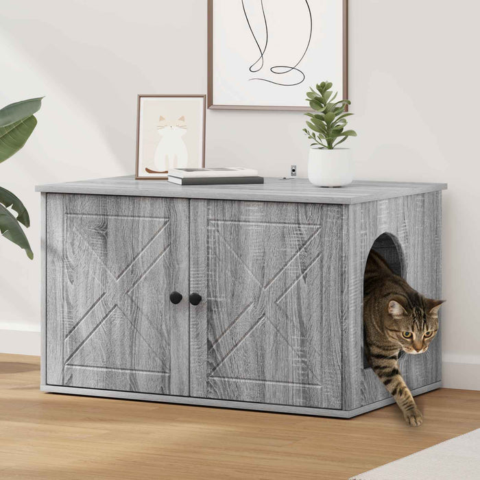 Casa pentru pisici Gri Sonoma 85 x 55 x 50 cm Lemn compozit - WALTI WALTI