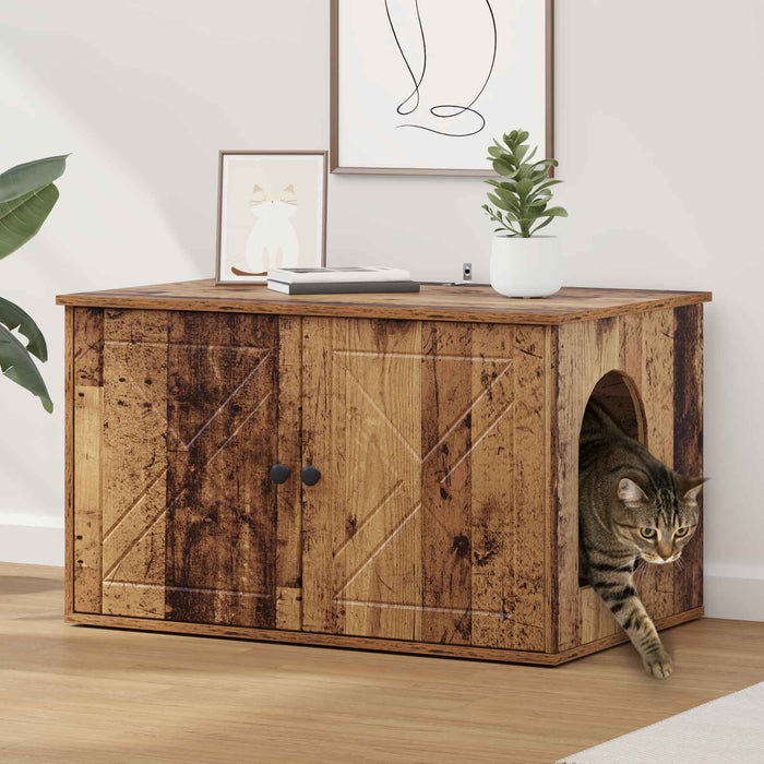 Casa pentru pisici Lemn vechi 85 x 55 x 50 cm Lemn compozit - WALTI WALTI