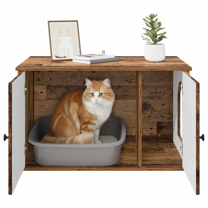 Casa pentru pisici Lemn vechi 85 x 55 x 50 cm Lemn compozit - WALTI WALTI
