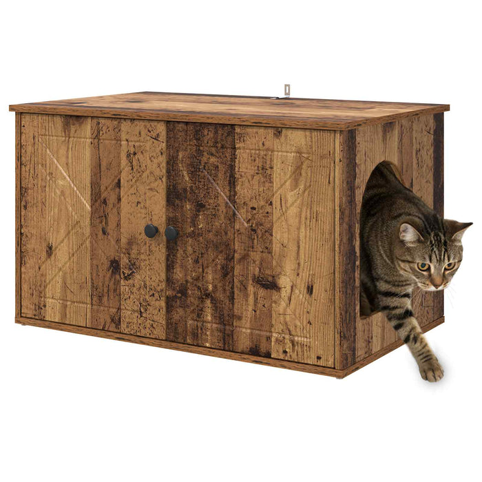 Casa pentru pisici Lemn vechi 85 x 55 x 50 cm Lemn compozit - WALTI WALTI