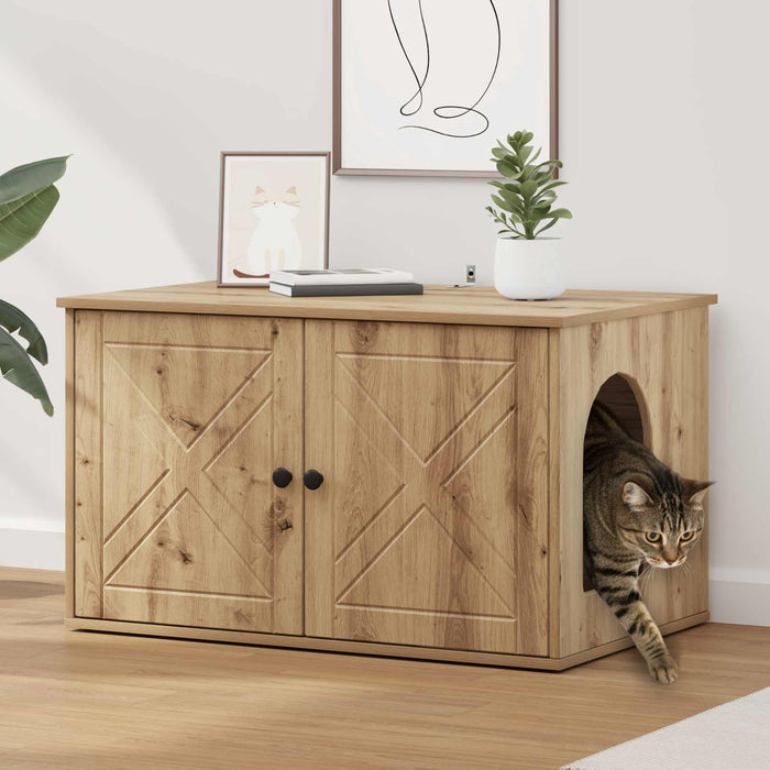 Casa pentru pisici Stejar artizanal 85 x 55 x 50 cm - WALTI WALTI