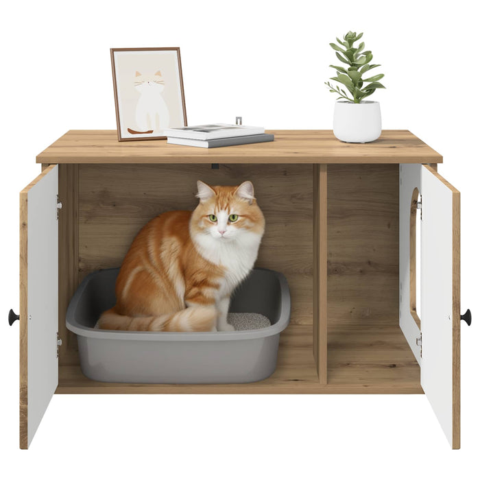 Casa pentru pisici Stejar artizanal 85 x 55 x 50 cm - WALTI WALTI