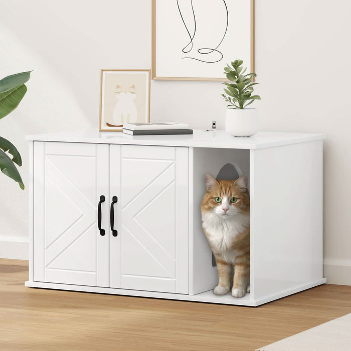 Casa pentru pisici Alb Lucios 85 x 55 x 50 cm Lemn compozit - WALTI WALTI