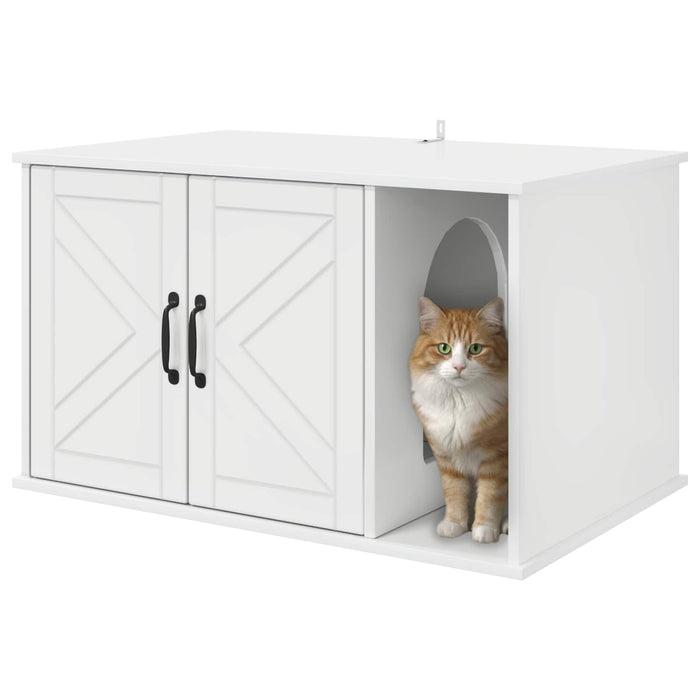 Casa pentru pisici Alb Lucios 85 x 55 x 50 cm Lemn compozit - WALTI WALTI