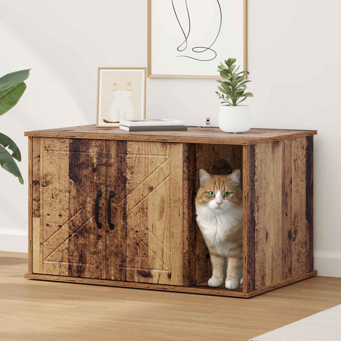Casa pentru pisici Lemn vechi 85 x 55 x 50 cm Lemn compozit - WALTI WALTI