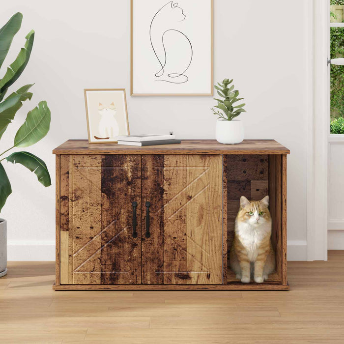 Casa pentru pisici Lemn vechi 85 x 55 x 50 cm Lemn compozit - WALTI WALTI