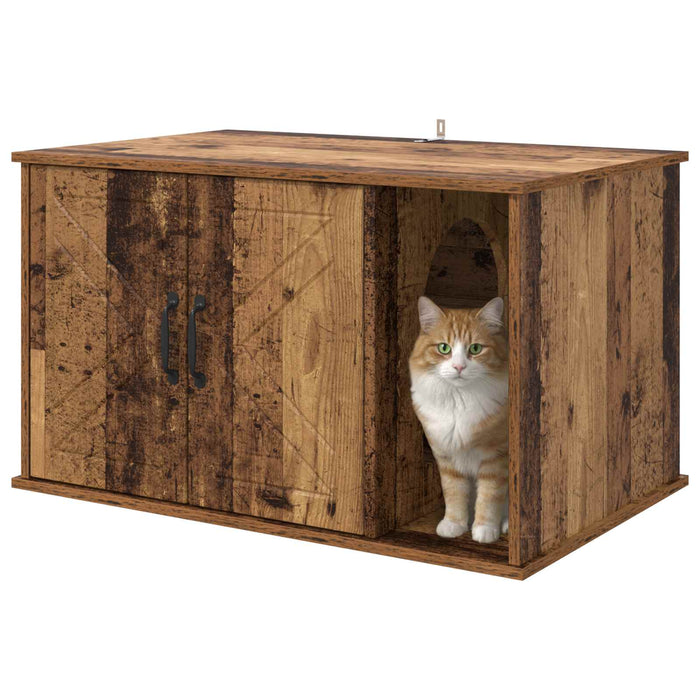 Casa pentru pisici Lemn vechi 85 x 55 x 50 cm Lemn compozit - WALTI WALTI
