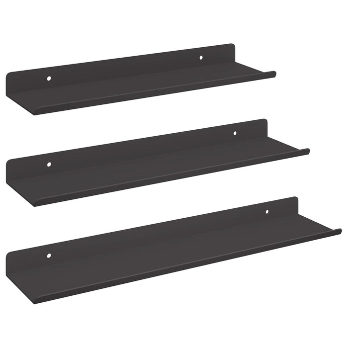 Raft de perete cu raft Pe perete 3 pcs Negru 80 x 9 x 2.5 cm - WALTI WALTI