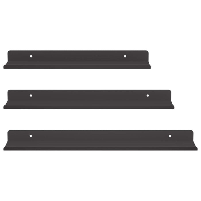 Raft de perete cu raft Pe perete 3 pcs Negru 80 x 9 x 2.5 cm - WALTI WALTI
