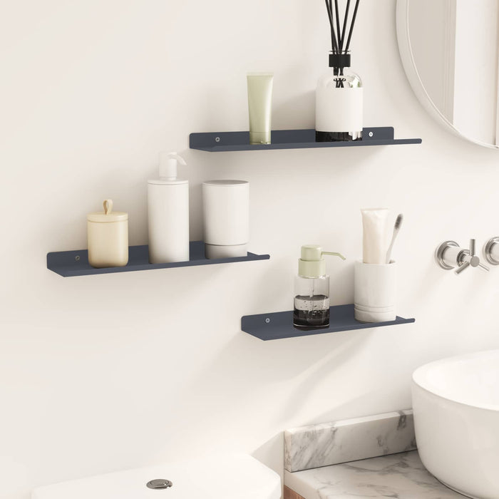 Raft de perete cu raft Pe perete 3 pcs Antracit 40 x 9 x 2,5 cm - WALTI WALTI