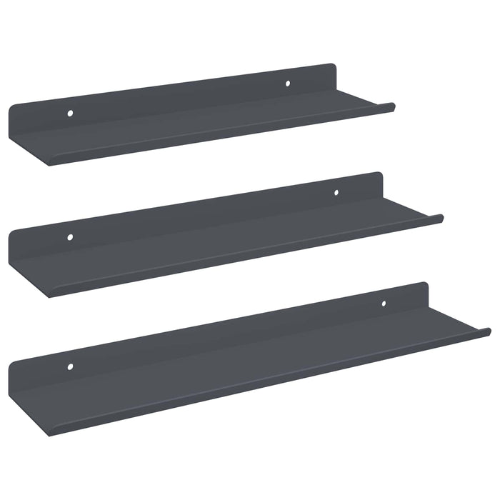 Raft de perete cu raft Pe perete 3 pcs Antracit 40 x 9 x 2,5 cm - WALTI WALTI