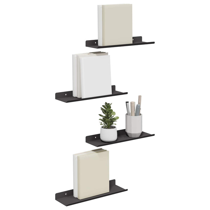 Raft suspendat 4 buc. Negru 30 x 9 x 2,5 cm Oțel WALTI