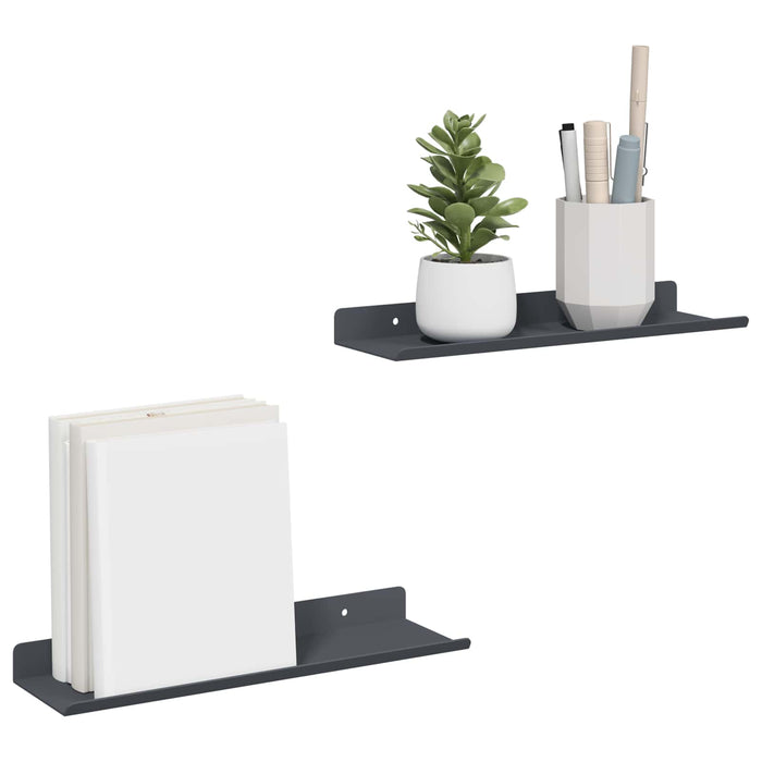 Raft de perete cu raft Pe perete 2 pcs Antracit 30 x 9 x 2,5 cm - WALTI WALTI