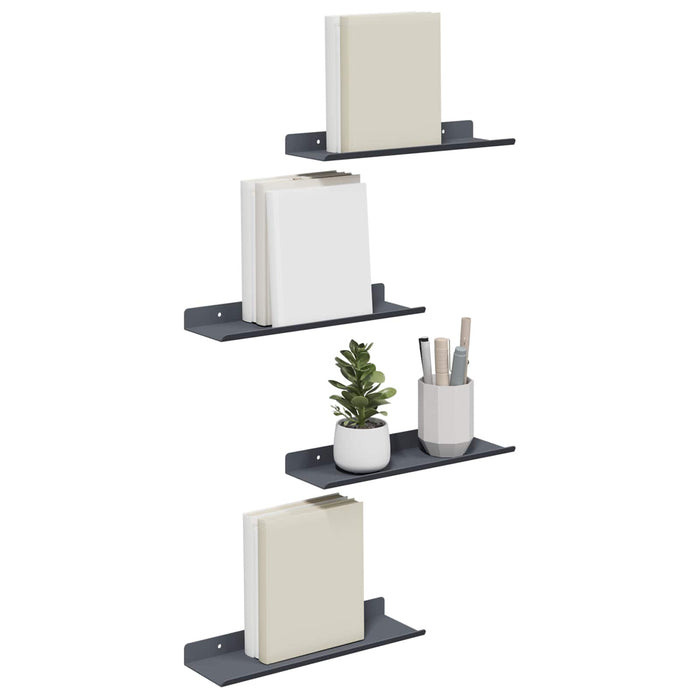 Raft de perete cu raft Pe perete 4 pcs Antracit 30 x 9 x 2,5 cm - WALTI WALTI