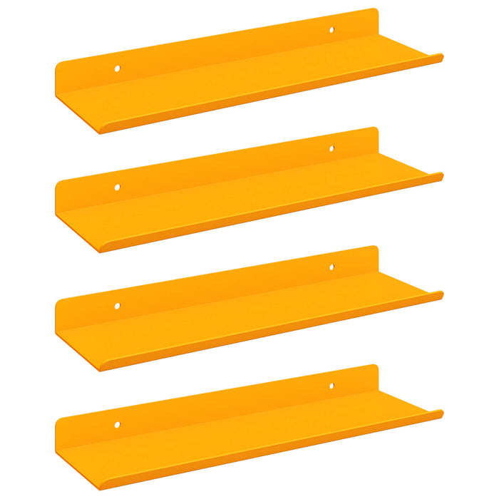 Raft de perete cu raft 4 pcs Galben muștar 30 x 9 x 2,5 cm - WALTI WALTI