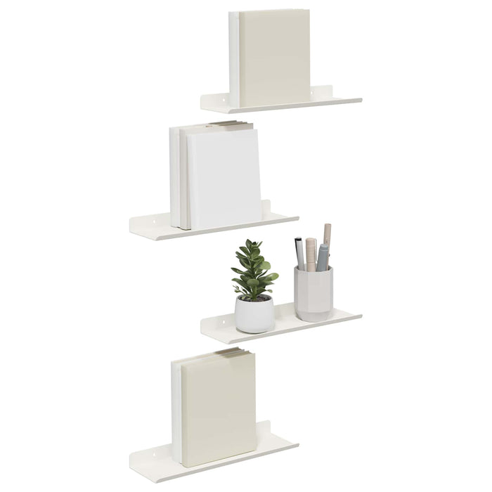 Raft de perete cu raft Pe perete 4 pcs Alb 30 x 9 x 2,5 cm - WALTI WALTI