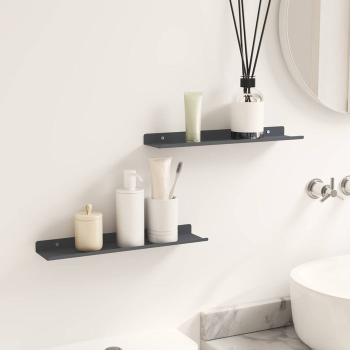 Raft de perete cu raft Pe perete 2 pcs Antracit 40 x 9 x 2,5 cm - WALTI WALTI
