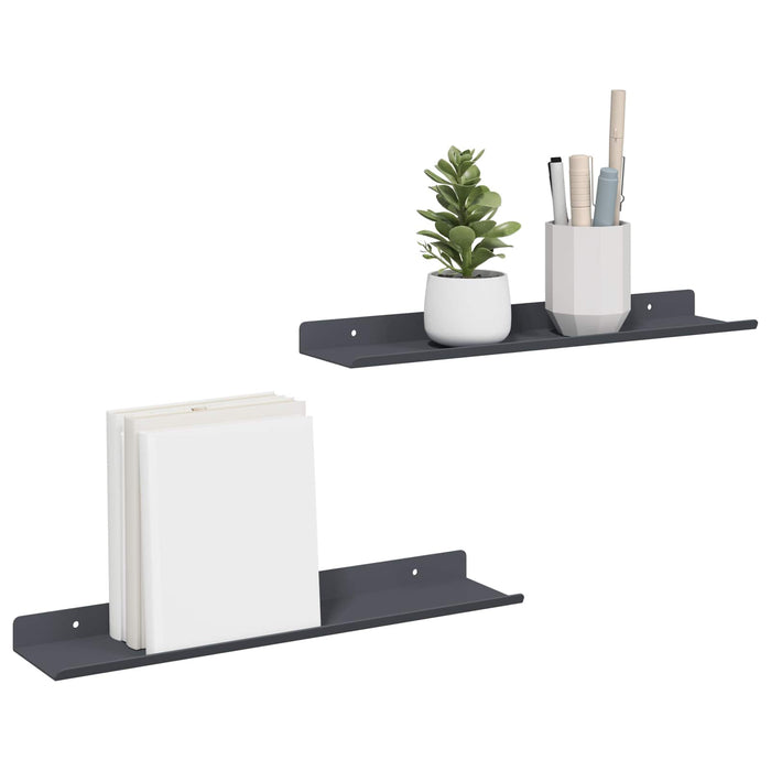 Raft de perete cu raft Pe perete 2 pcs Antracit 40 x 9 x 2,5 cm - WALTI WALTI