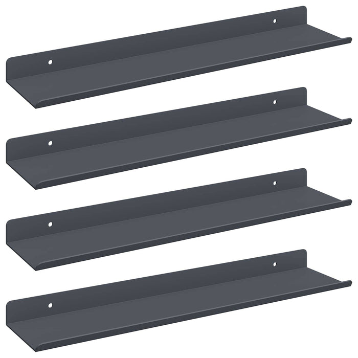 Raft de perete cu raft Pe perete 4 pcs Antracit 40 x 9 x 2,5 cm - WALTI WALTI