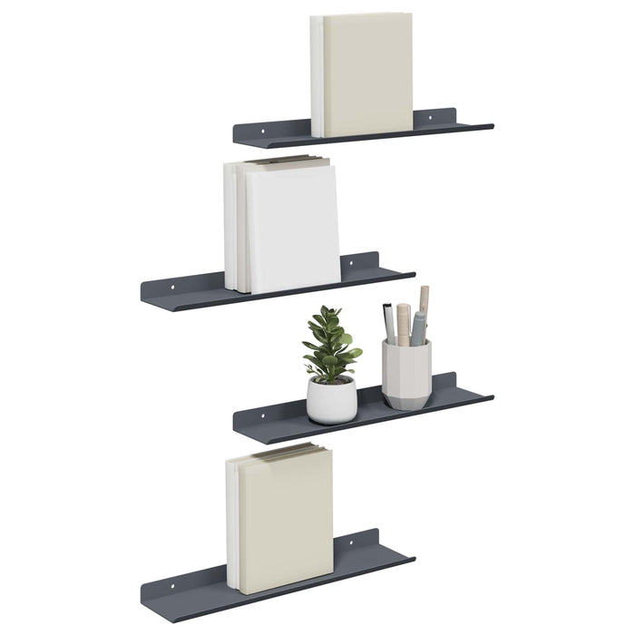 Raft de perete cu raft Pe perete 4 pcs Antracit 40 x 9 x 2,5 cm - WALTI WALTI