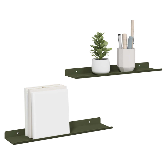 Raft de perete cu raft 2 pcs Verde măsliniu 40 x 9 x 2,5 cm - WALTI WALTI