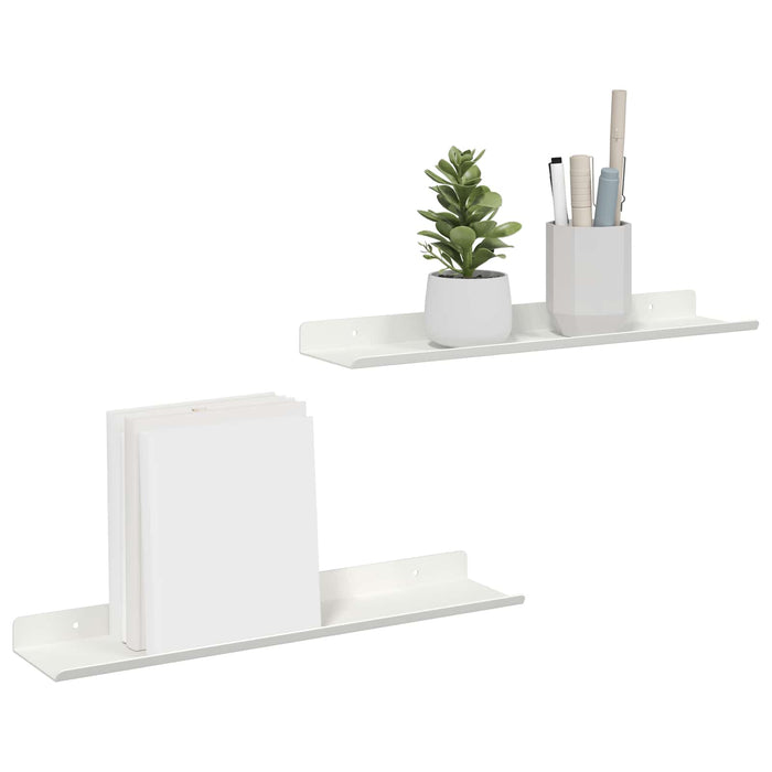 Raft de perete cu raft Pe perete 2 pcs Alb 40 x 9 x 2,5 cm - WALTI WALTI