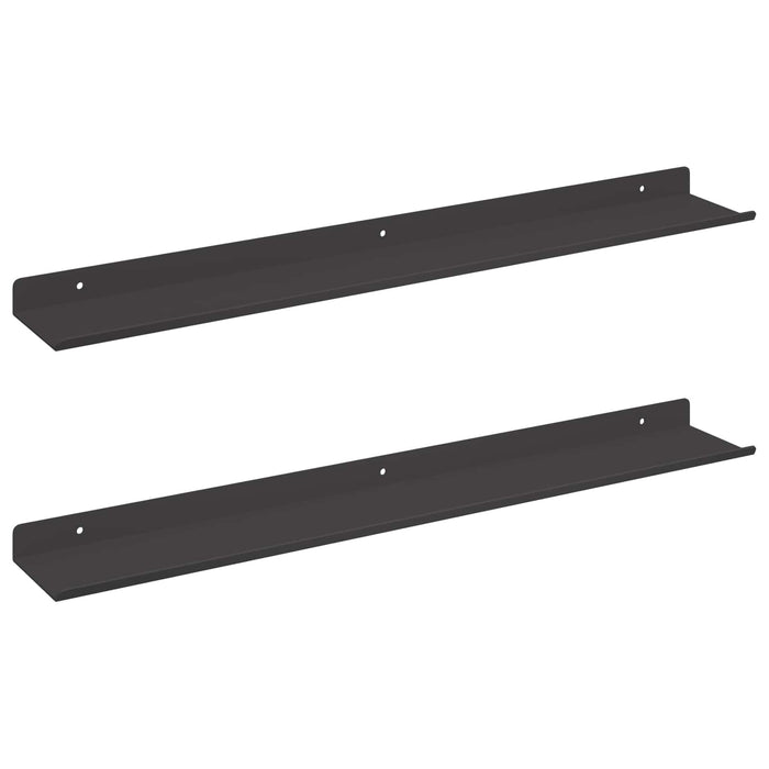 Raft de perete cu raft Pe perete 2 pcs Negru 80 x 9 x 2.5 cm - WALTI WALTI