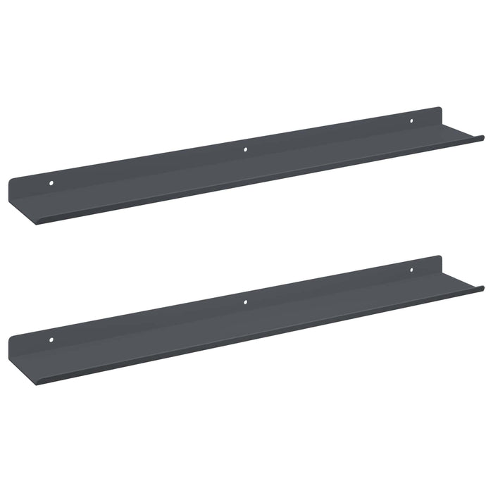 Raft de perete cu raft Pe perete 2 pcs Antracit 60 x 9 x 2,5 cm - WALTI WALTI