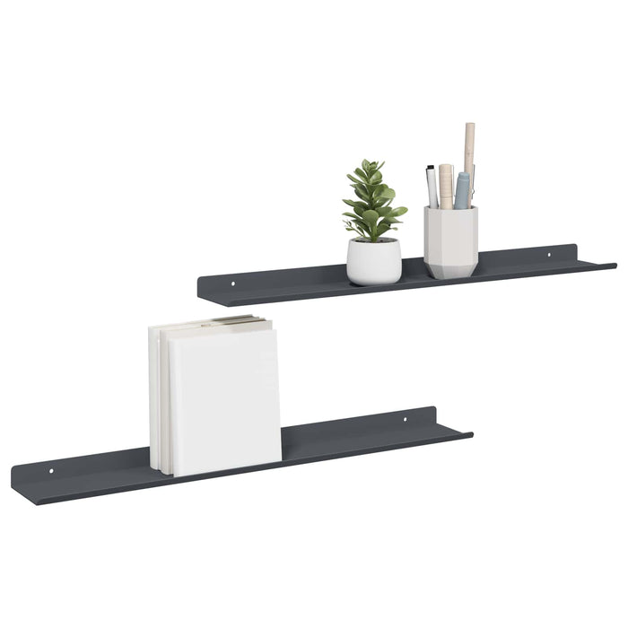 Raft de perete cu raft Pe perete 2 pcs Antracit 60 x 9 x 2,5 cm - WALTI WALTI