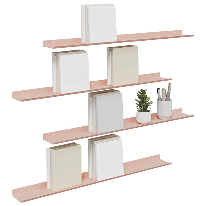 Raft de perete cu raft Pe perete 4 pcs Roz 80 x 9 x 2,5 cm - WALTI WALTI