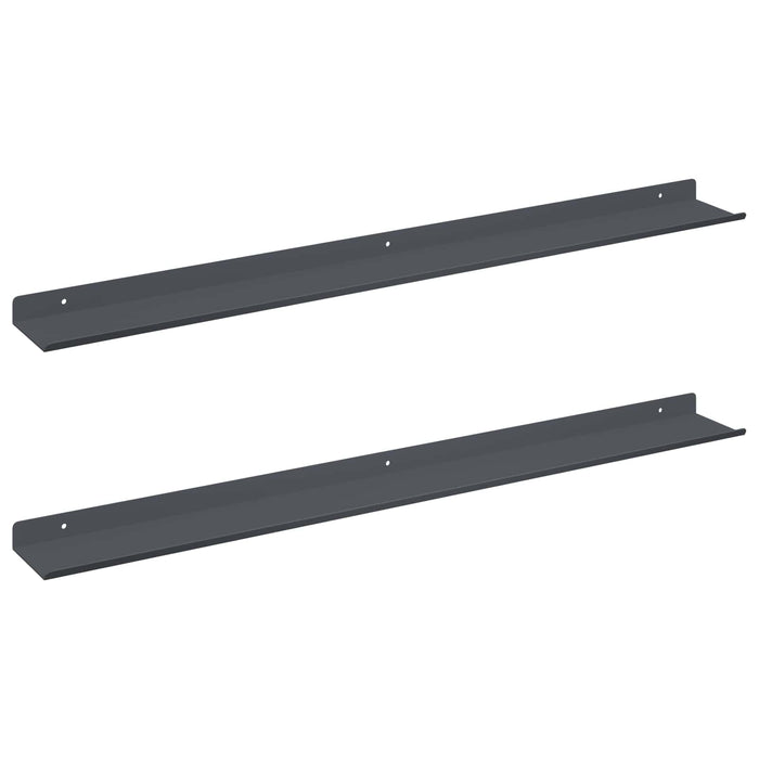 Raft de perete cu raft Pe perete 2 pcs Antracit 80 x 9 x 2,5 cm - WALTI WALTI