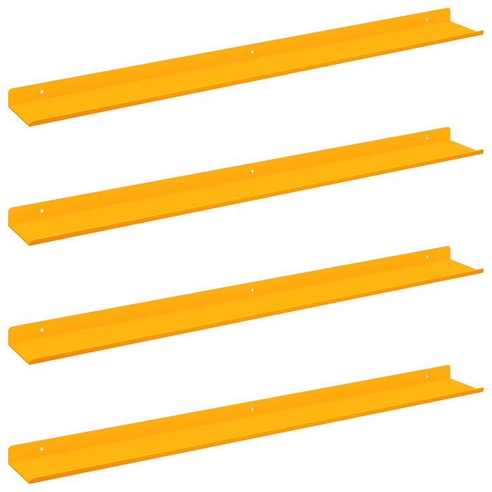 Raft de perete cu raft 4 pcs Galben muștar 80 x 9 x 2,5 cm - WALTI WALTI