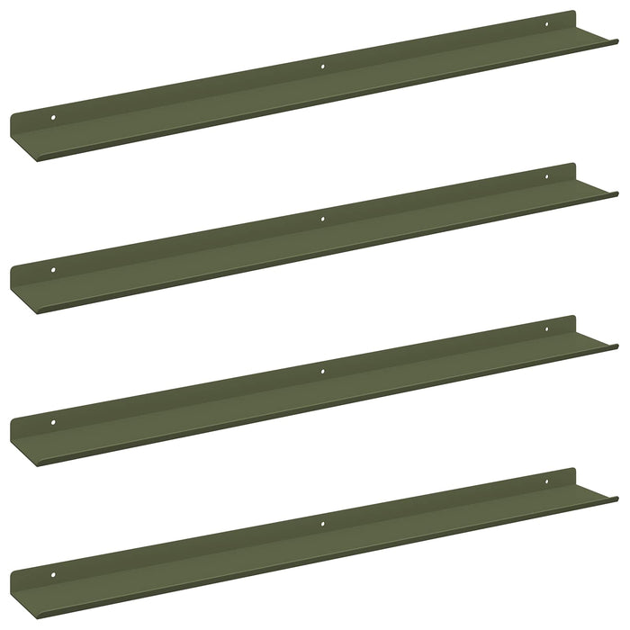 Raft de perete cu raft 4 pcs Verde măsliniu 80 x 9 x 2,5 cm - WALTI WALTI