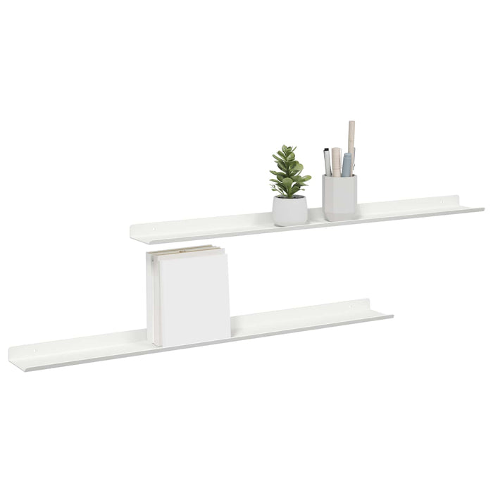 Raft de perete cu raft Pe perete 2 pcs Alb 80 x 9 x 2,5 cm - WALTI WALTI