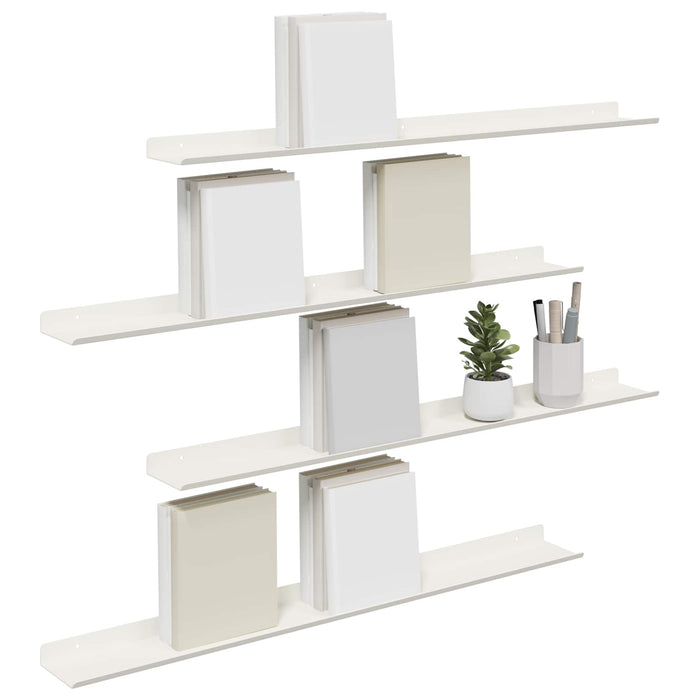 Raft de perete cu raft Pe perete 4 pcs Alb 80 x 9 x 2,5 cm - WALTI WALTI