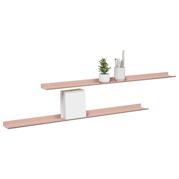 Raft de perete cu raft Pe perete 2 pcs Roz 100 x 9 x 2,5 cm - WALTI WALTI