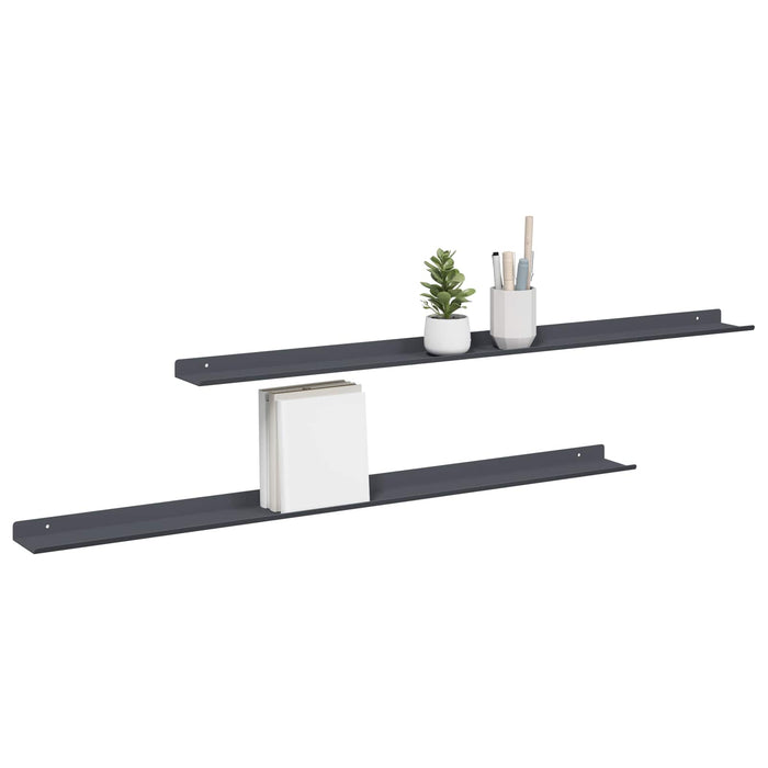Raft de perete cu raft 2 pcs Antracit 100 x 9 x 2,5 cm - WALTI WALTI