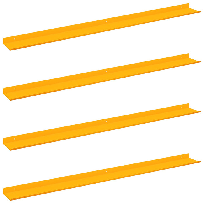 Raft de perete cu raft 4 pcs Galben muștar 100 x 9 x 2,5 cm - WALTI WALTI
