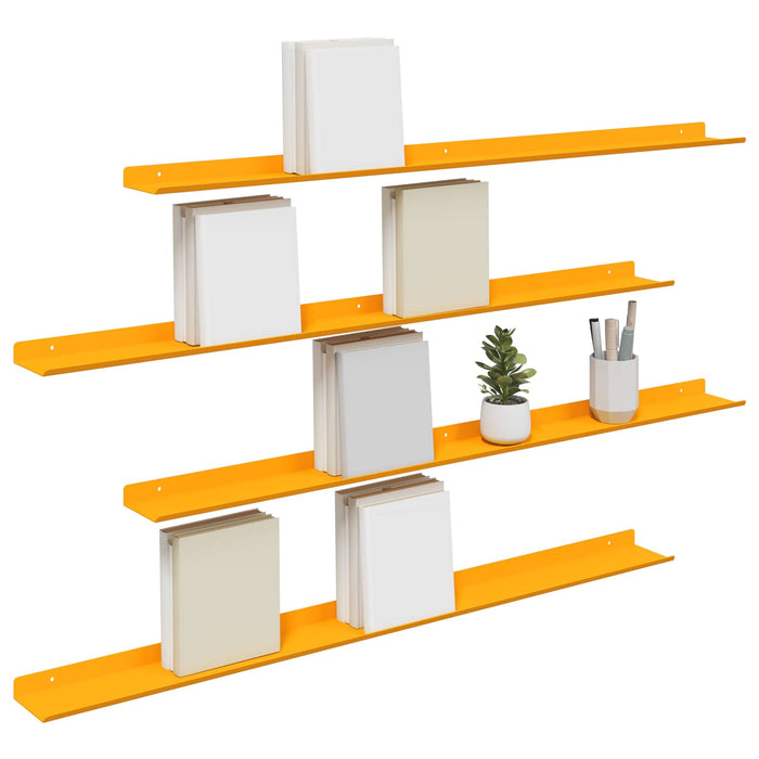 Raft de perete cu raft 4 pcs Galben muștar 100 x 9 x 2,5 cm - WALTI WALTI