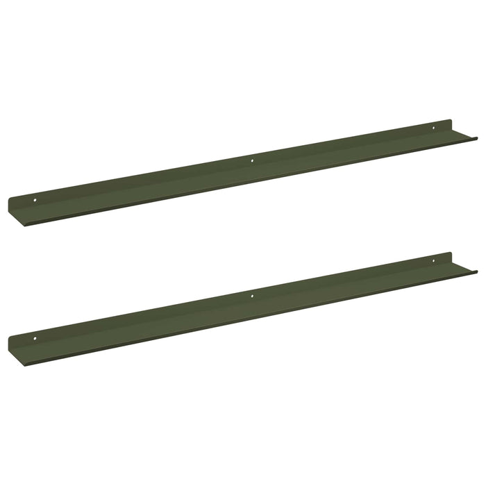 Raft de perete cu raft 2 pcs Verde măsliniu 100 x 9 x 2,5 cm - WALTI WALTI