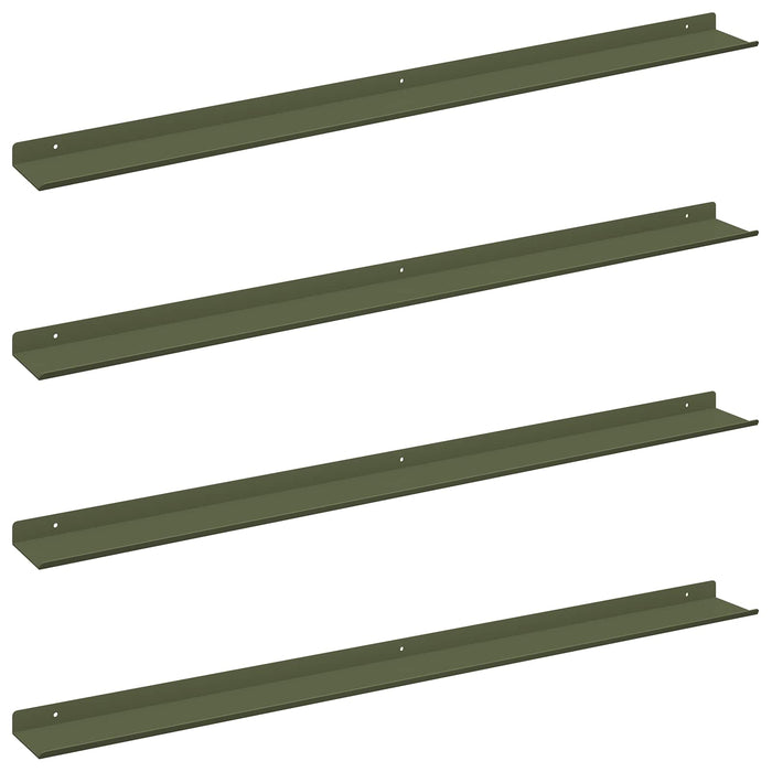 Raft de perete cu raft 4 pcs Verde măsliniu 100 x 9 x 2,5 cm - WALTI WALTI